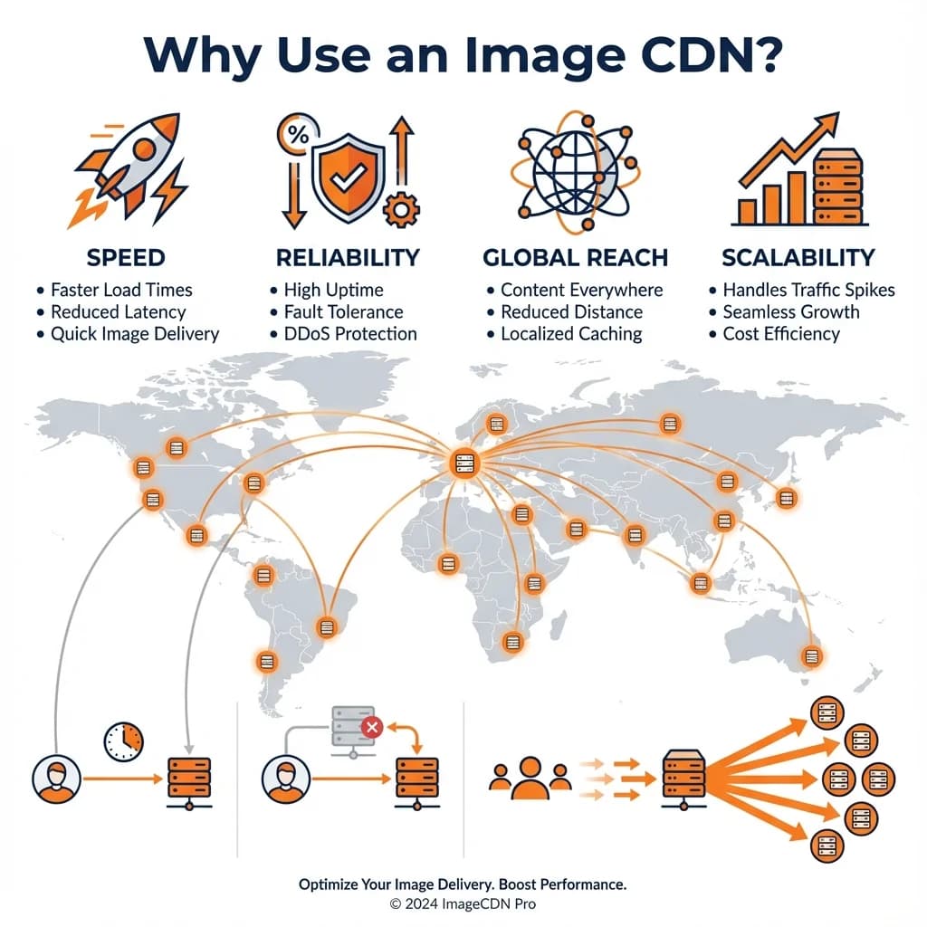 Infographic explaining the benefits of using an image CDN