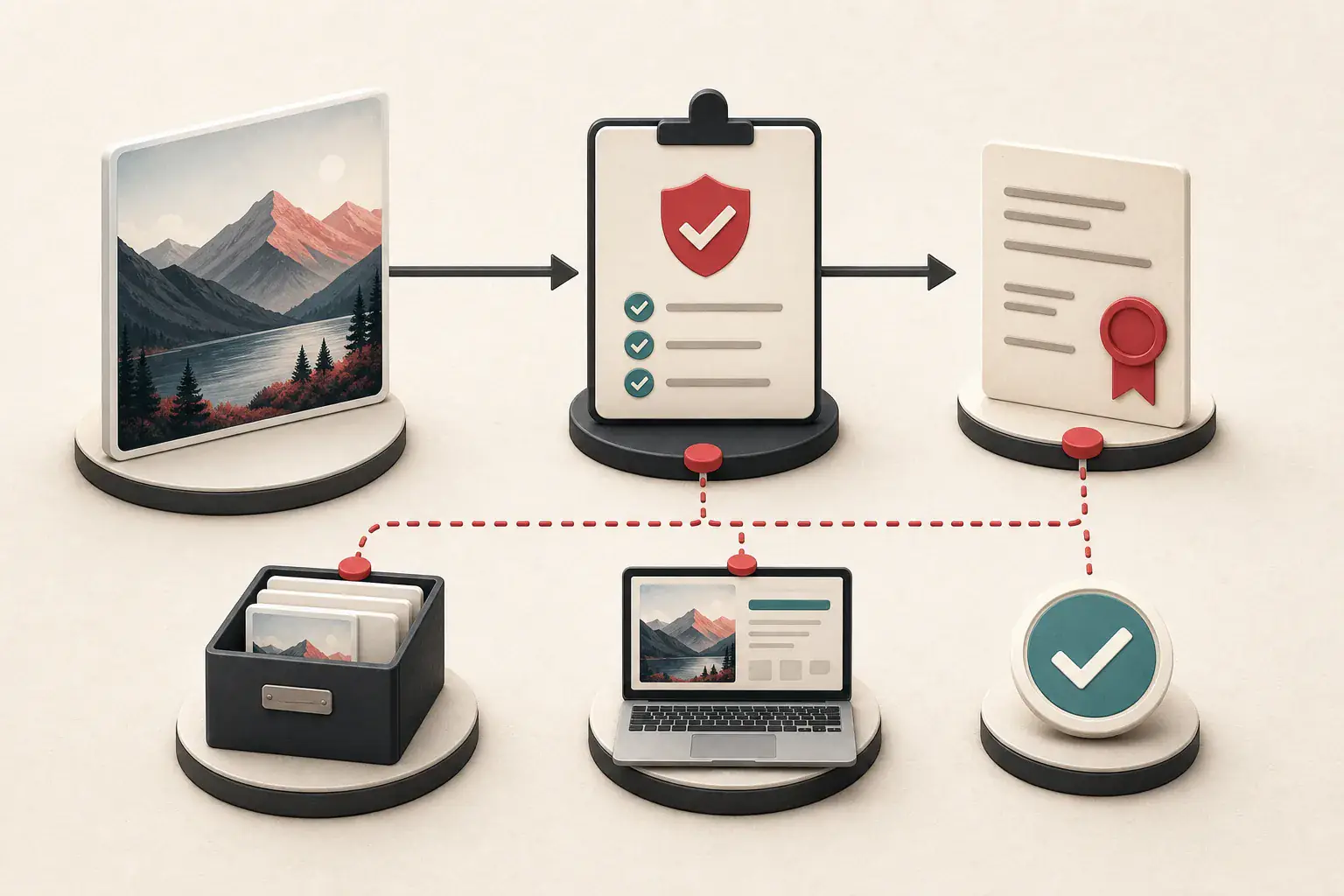 An image license record linking source permission evidence and published use