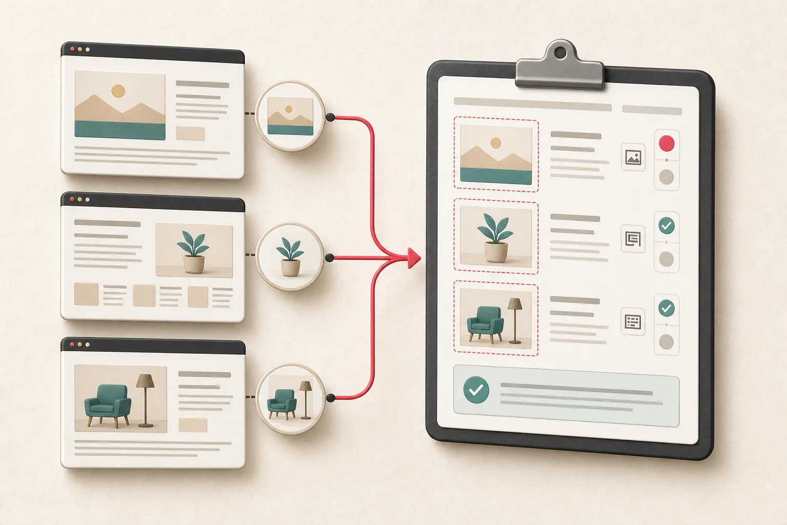 Website images exported into an accessibility review worksheet with page context