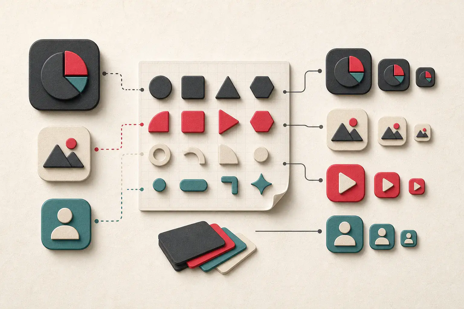 Several interface icons referencing symbols from one SVG sprite