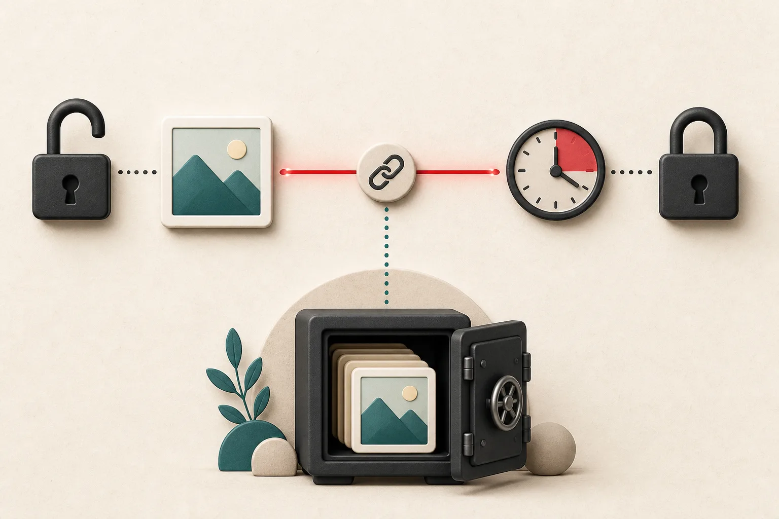 A signed image link moving from valid to expired on a timeline