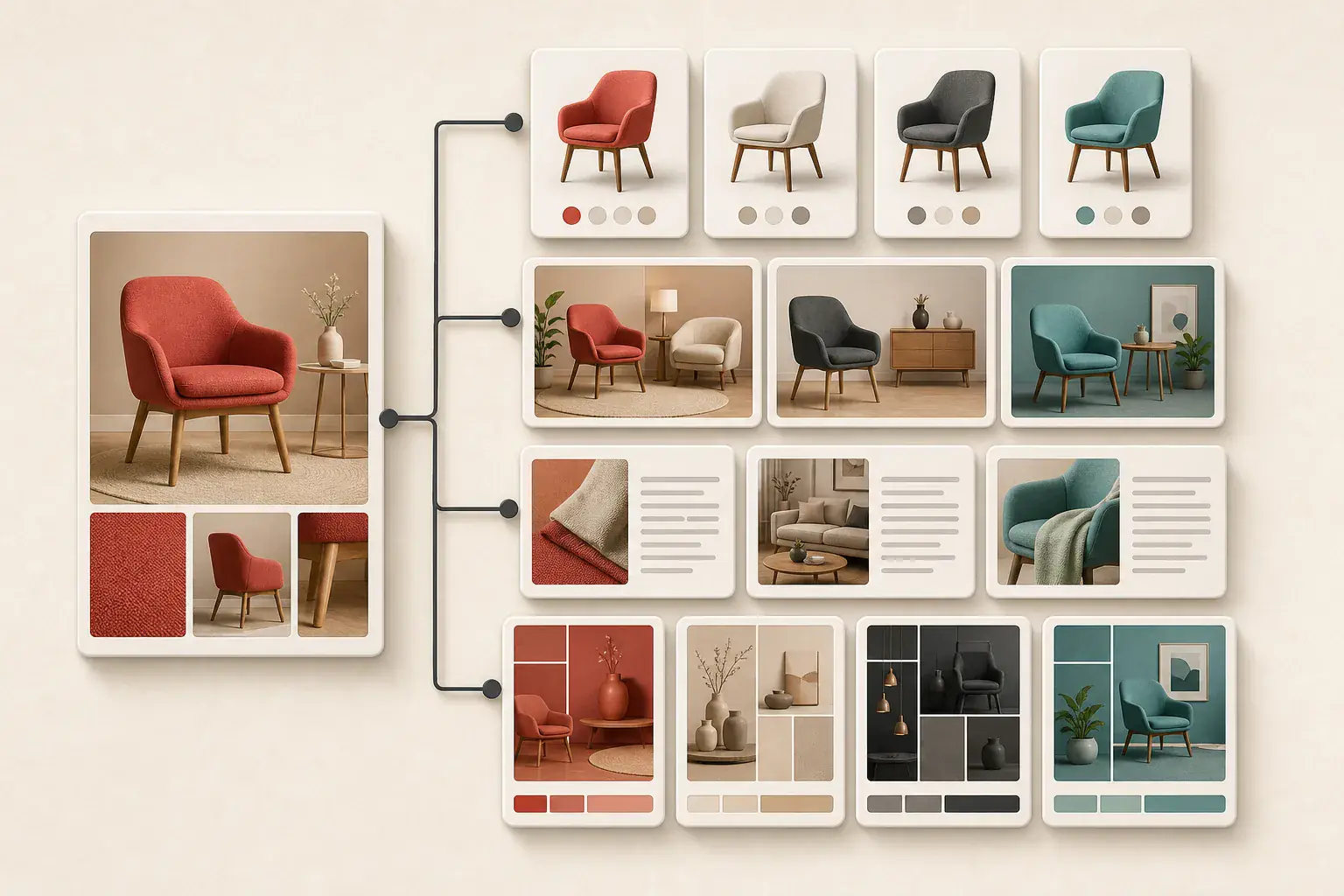 Product images connected to products variants collections and theme sections