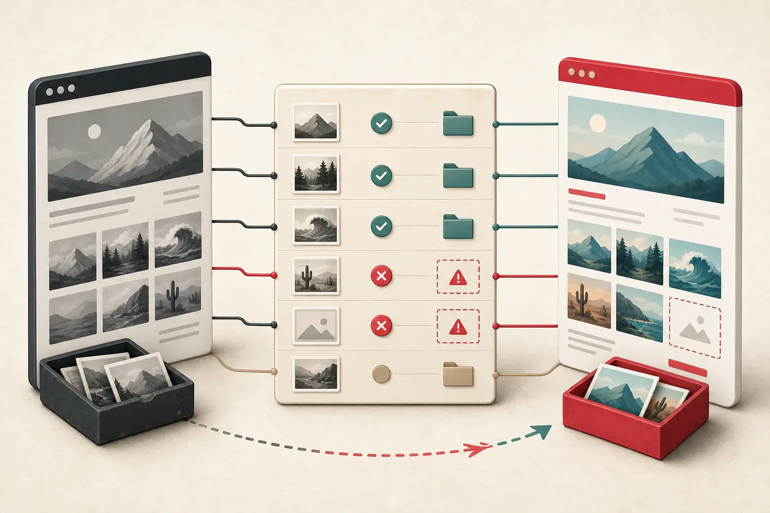 Old and new website image inventories being reconciled during migration