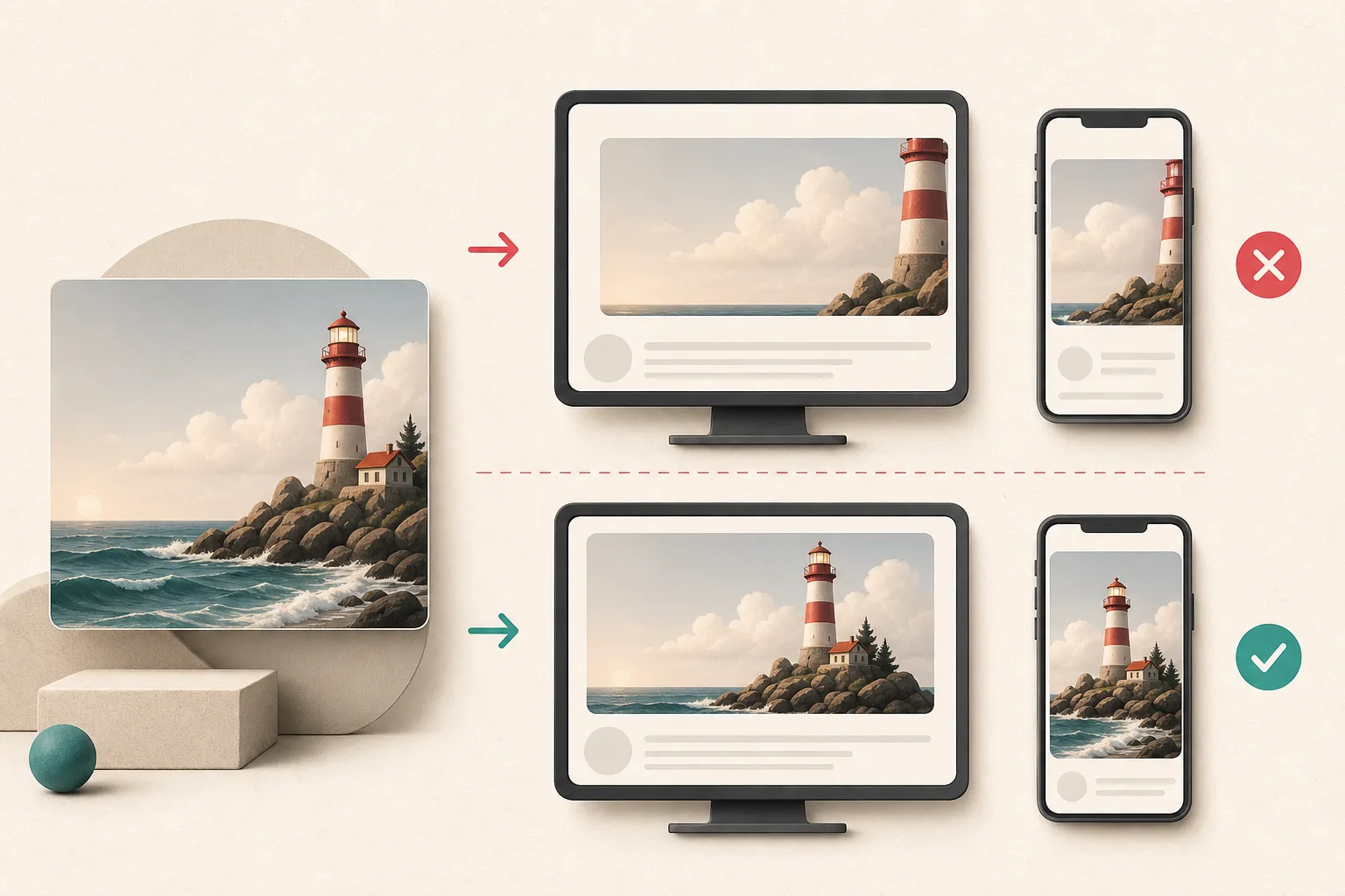 Desktop and mobile image crops checked for subject visibility and sharpness