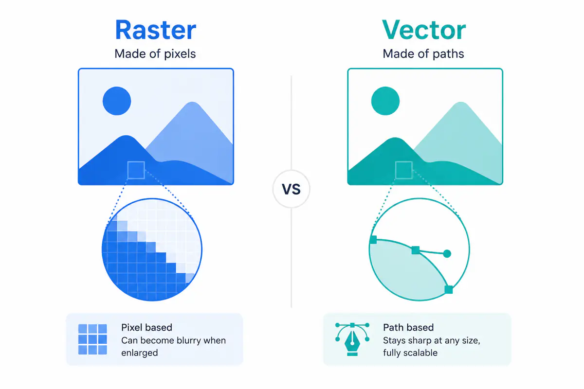 Raster vs vector image formats difference