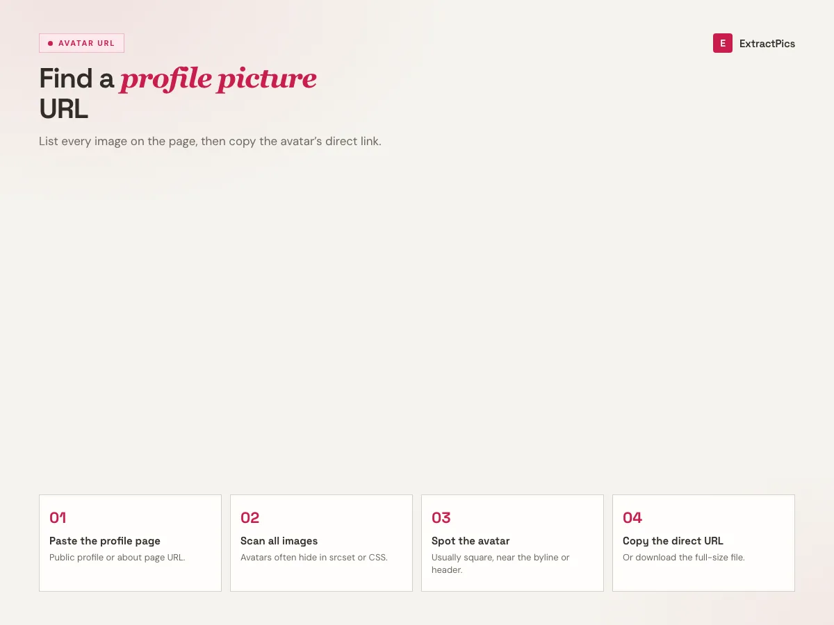 Guide to finding and copying a profile picture URL from a public webpage