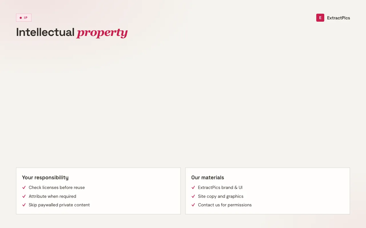 Terms visual explaining intellectual property responsibilities when using ExtractPics